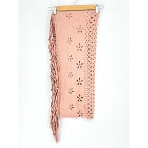 Dusty Rose Fairy Boho Pastel Fringe Circle Scarf Wrap Festival Indie Faux Suade